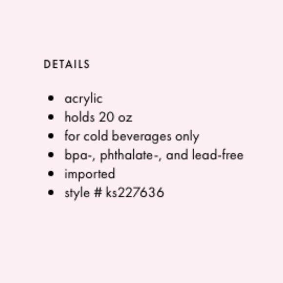 kate spade brushy rose acrylic tumbler with straw nwt - Picture 2 of 4